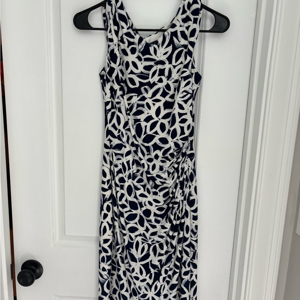 Ralph Lauren Navy and White Midi Dress
